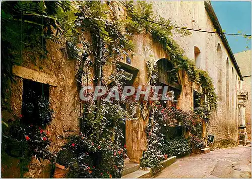 Moderne Karte Sarlat Dordogne Vieille maison fleurie