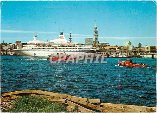 Moderne Karte Hamburg Harbour and St Michels Church