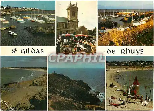 Cartes postales moderne La Bretagne Pittoresque Presqu'ile de Rhuys Saint Gildas de Rhuys Le port la place du marche La