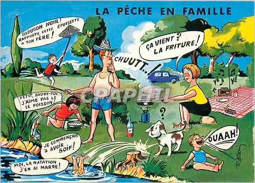 Moderne Karte La Peche en Famille