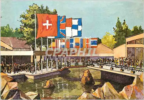 Cartes postales moderne Exposition Universelle de Bruxelles Le Pavillon de la Suisse Les Lacs