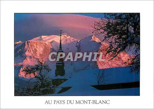 Cartes postales moderne L'hiver en montagne Derniers rayons sur le Mont Blanc