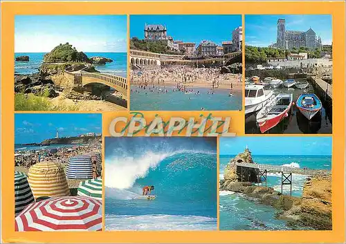 Cartes postales moderne Biarritz Cote Basque Rocher du Basta Plage du Port Vieux Port des Pecheurs Grande Plage Surf Roc