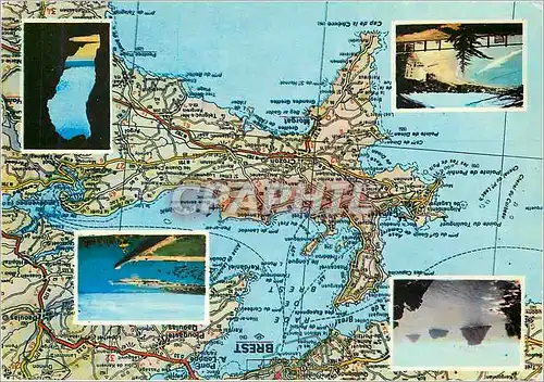 Moderne Karte Presqu'ile de Crozon Les Tas de Pois le port de Camaret