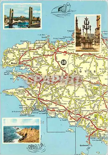 Moderne Karte Le Finistere Le Calvaire de Saint Thegonnec le Pont levant de Brest la Pointe du Raz