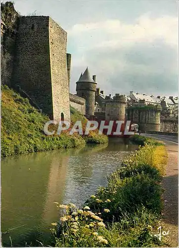 Moderne Karte Fougeres La Tour du Cadran et la porte Notre Dame