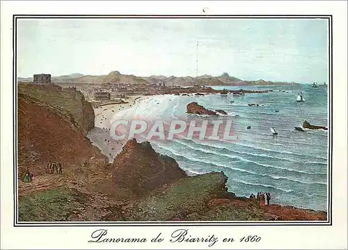 Moderne Karte Panorama de Biarritz en 1860