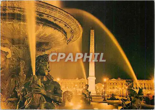 Cartes postales moderne Paris la nuit La Place de la Concorde illuminee
