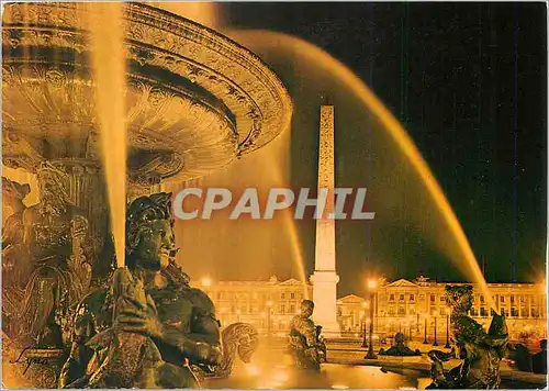 Moderne Karte Paris la nuit La Place de la Concorde illuminee