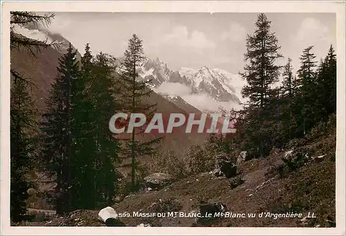 Moderne Karte Massif du Mt Blanc Le Mt Blanc vu d'Argentiere