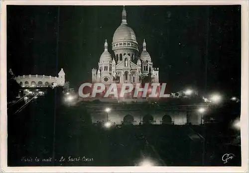 Cartes postales moderne Paris la nuit Le Sacre Coeur