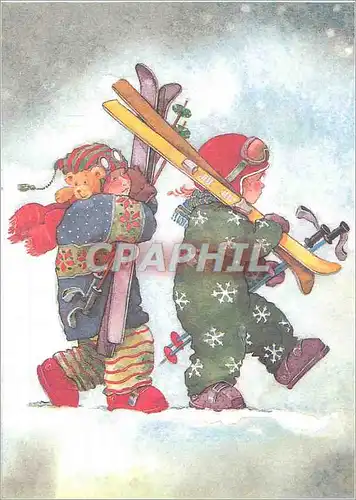 Cartes postales moderne Fantaisie Enfants Ski