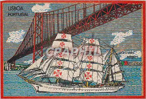 Carte en Cuir Leather Card Lisboa Portugal Bateau