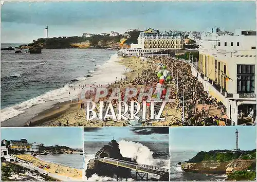 Cartes postales moderne Biarritz La grande Plage le Rocher de la Vierge et le Phare