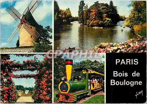 Moderne Karte Paris Le bois de Boulogne Moulin de Longchamp Train