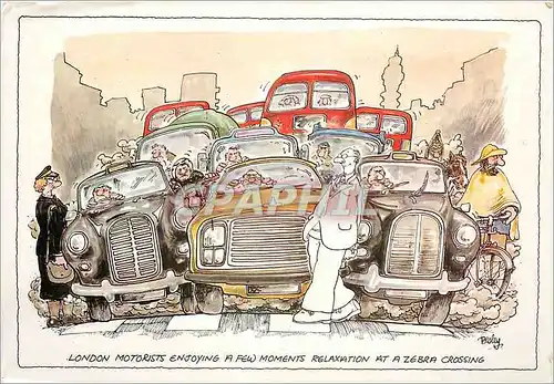 Moderne Karte London Motorists Enjoying a few moments Relaxation at a Zebra Crossing