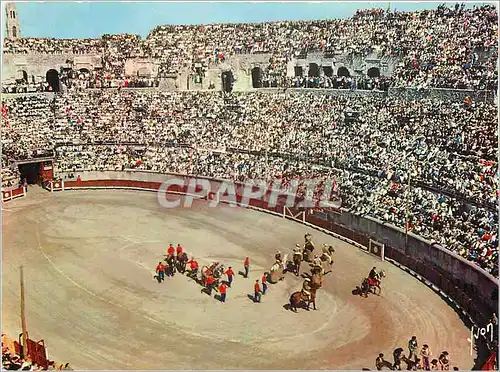 Moderne Karte Nimes Gard L'Interieur des Arenes un jour de courses de Taureaux