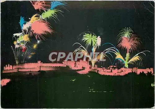 Cartes postales moderne Carcassonne La Cite Embrasement et feux d'Artifiee