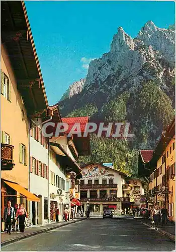 Moderne Karte Mittenwald Oberbayem Hochstrasse und Blick gegen Karwendelgebirge