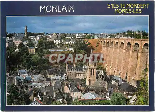 Cartes postales moderne Morlaix Finistere Le Viaduc et l'Eglise Sainte Melaine