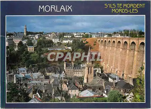 Moderne Karte Morlaix Finistere Le Viaduc et l'Eglise Sainte Melaine