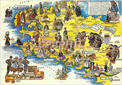 Moderne Karte La Bretagne Folklorique