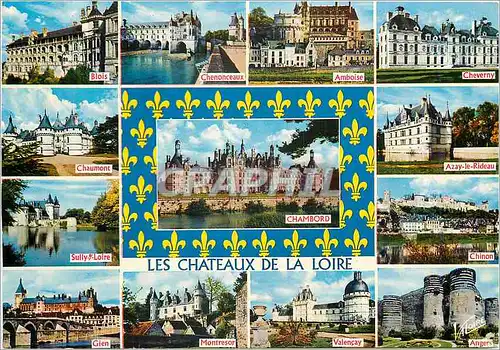 Cartes postales moderne Les Chateaux de la Loire Blois Chenonceaux Amboise Cheverny Chaumont Sully Gien