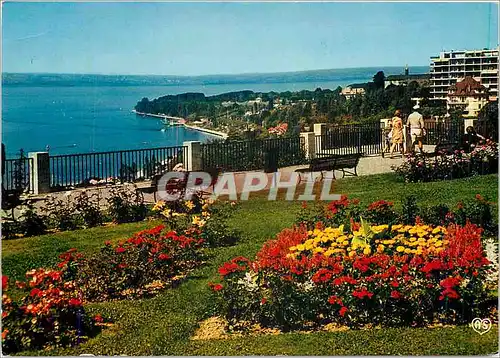 Moderne Karte Thonon les Bains Sur la rive Francaise du Leman Les Jardins du Belvedere le Lac et la rive Suiss
