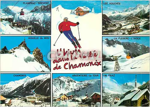 Moderne Karte L'Hiver dans la vallee de Chamonix