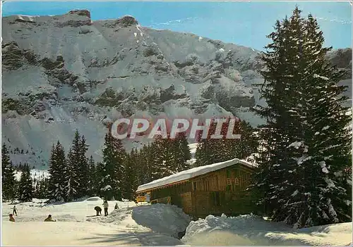 Moderne Karte Megeve Capitale du Ski (Haute Savoie) alt 1113 m Cote 2000 dans le fond les Aiguilles Croche