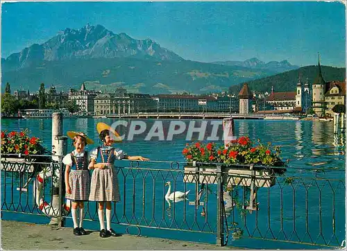 Cartes postales moderne Luzern mit Pilatus (Luzerner Tracht)