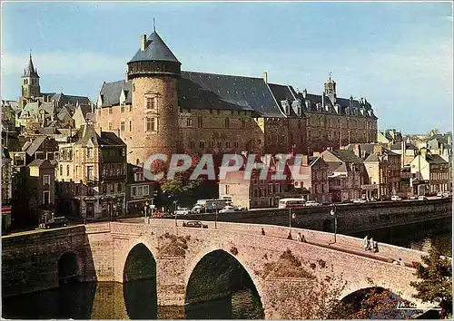 Moderne Karte Laval (Mayenne) Le chateau et le Pont de Mayenne