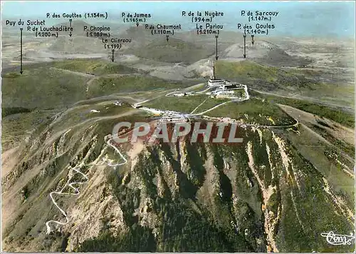 Cartes postales moderne Le Puy de Dome (alt 1465 m) vue generale aerienne de la chaine des Puys Nord