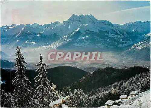 Cartes postales moderne Leysin la Plaine du Rhone les Dents du Midi et le massif du Trient