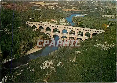 Moderne Karte Le Pont du Gard (Gard) Aqueduc romain (long 269 m haut 48 m)