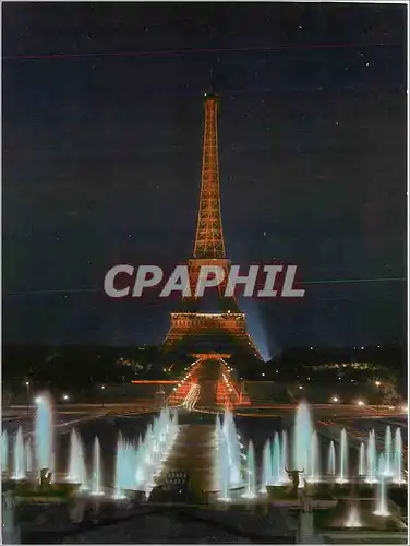 Moderne Karte Paris La nuit la tour Eiffel illumiee