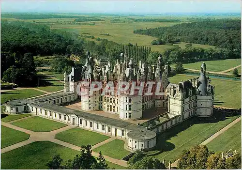 Moderne Karte Les Merveilles du Val de Loire Chambord (Loire et Cher) Vue aeriennne du chateau (XVIe s la faca