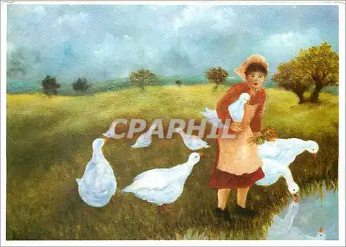 Cartes postales moderne Enfant Oies