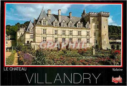 Moderne Karte Chateaux de la Loire Villandry (Indre et Loire) Les jardins et le chateau avec son donjon XIVe s