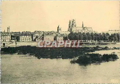 Moderne Karte Orleans (Loiret) Vue generale la Loire