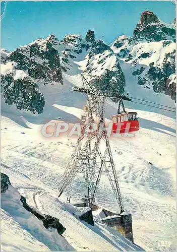 Moderne Karte Courchevel (Savoie) (1850 m) le Telepherique la piste de la Saulire et la croix des Verdons