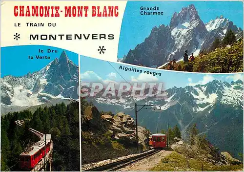 Moderne Karte Chamonix Mont Blanc Le Train du Montenvers alt 1909 m permettant l'excursion a la Mer de Glace