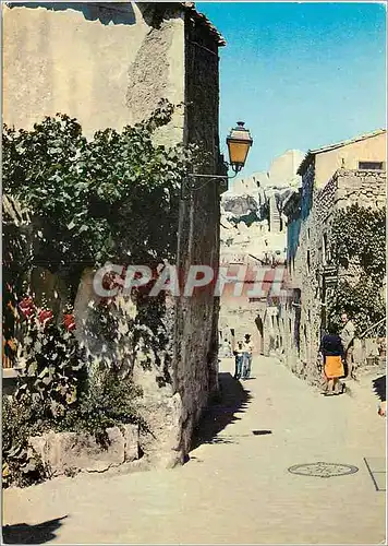 Moderne Karte Les Baux de Provence Vieille rue au Lointain le Chateau sur son roc