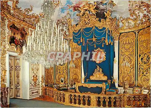 Cartes postales moderne Konigsschlob Linderhof Schlafzimmer mit Kristalluster (108 kerzen)