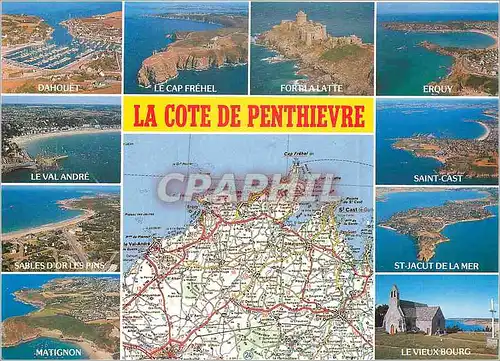 Moderne Karte La Cote Penthievre (Cotes d'Armor) Les Sites touristiques