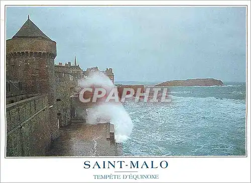 Moderne Karte La Cote d'Emeraude Saint Malo Cite Corsaire (Ille et Vilaine) tempete d'equinoxe sur les rempart