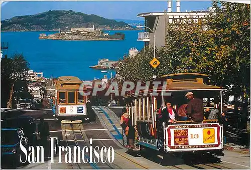 Moderne Karte San Francisco Cable cars passing on the Hyde Street line atop Russian Hill Tramway