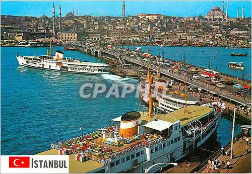 Cartes postales moderne Istanbul Turkiye Le Pont de Galata nouvelle Mosque et Suleymaniye