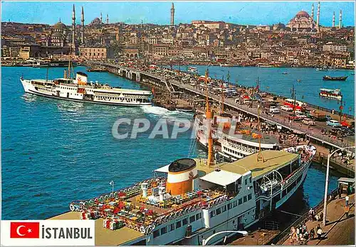 Cartes postales moderne Istanbul Turkiye Le Pont de Galata Nouvelle Mosquee et Suleymaniye