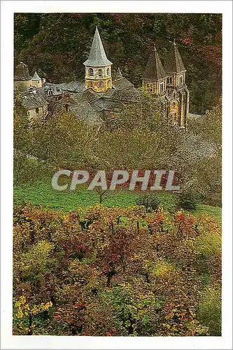 Moderne Karte Sainte Foy Conques l'abbatiale et le village